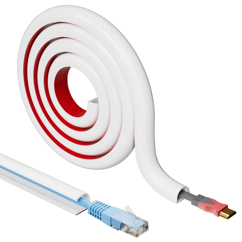 Vannesse 39-Inch Silicone Wall Cable Hider - 1 Cable Raceway, White