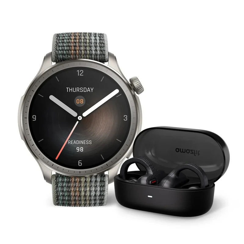 Bundle of Amazfit Balance Smart Watch 46mm with Body Composition & Health Analysis, Sleep Recovery, GPS, Alexa Built-Ingrey + Amazfit Up OWS Bluetooth 5.3 Headphones, Open Ear Wireless Earbuds