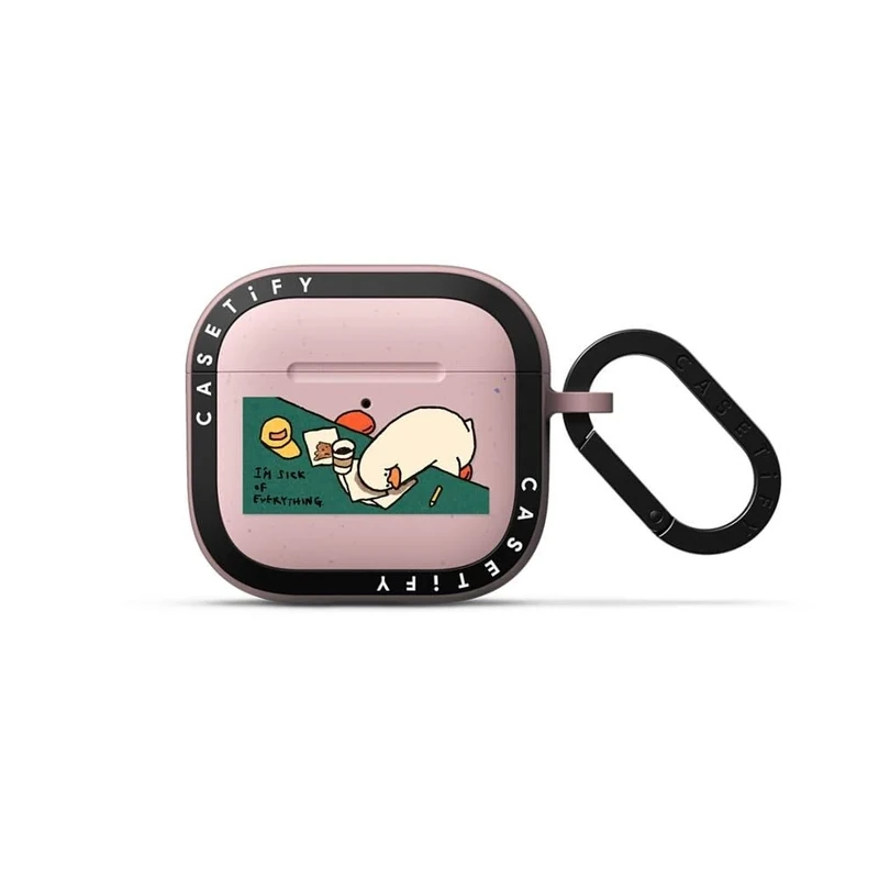 CASETiFY Bounce AirPods (4th Gen) Case with Ring [Military Grade Drop Tested / 6.6ft Drop Protection/Anti-Scratch] - I'm Sick of Everything - Pink - Image 1
