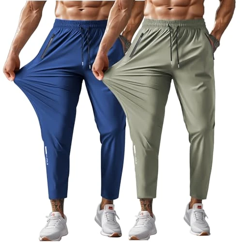 Hidkat Men's Hiking Pants Quick-Dry Lightweight Sweatpants Outdoor Fishing Pants Water Resistant with Zipper Pockets