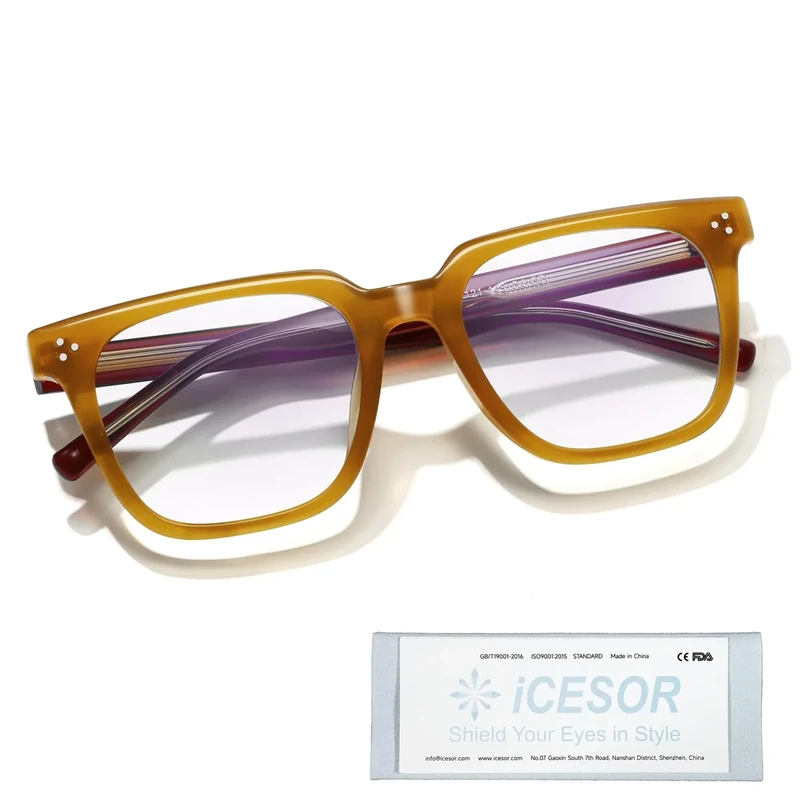 Icesor Oversized Square Blue Light Glasses for Woman Men fashion Clear Rectangle Preppy Look Chic Frame Reduce Eyestrain Protection for TV/Computer/Gaming Athena Style