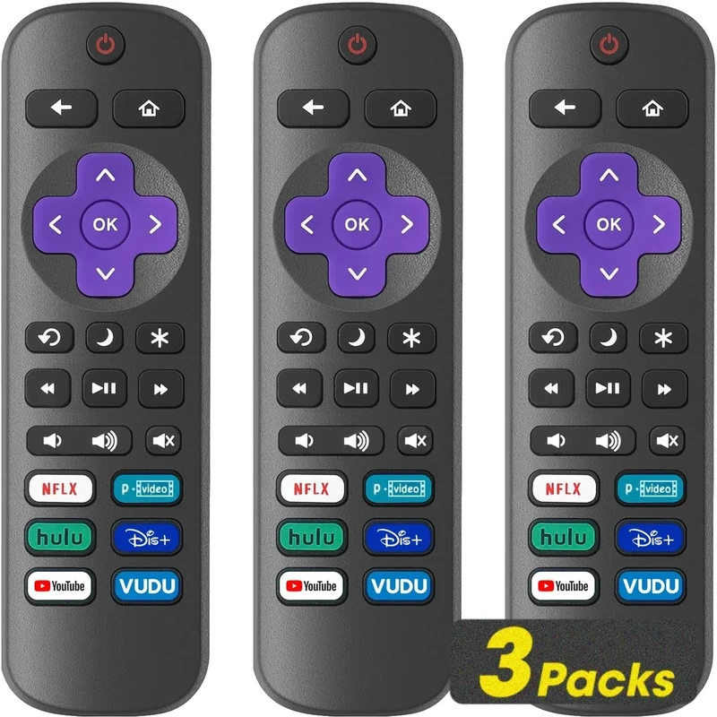 YesBes 3 Pack Roku Remote for TCL, Hisense, Onn, Sharp, Philips