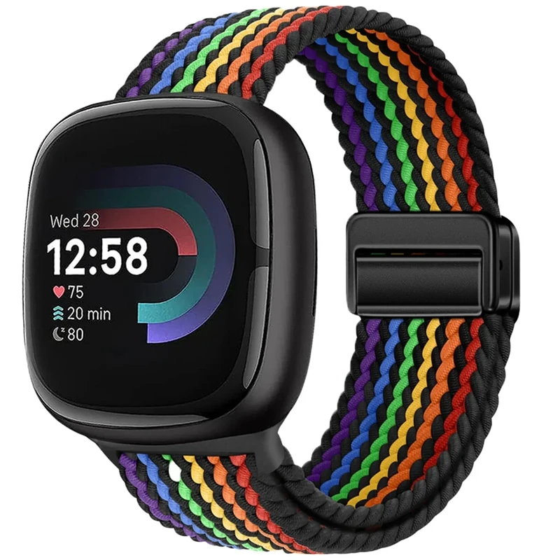 Yeahxing Braided Magnetic Band for Fitbit Versa 4, Versa 3 & Sense