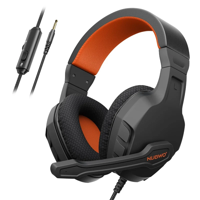 NUBWO U3 Gaming Headset with Mic for PC, PS4, PS5, Xbox1, Mac, Switch, Wired Over-Ear Gaming Headphones with Mic Clear Call, Lightweight & in-Line Control-Orange - Image 1