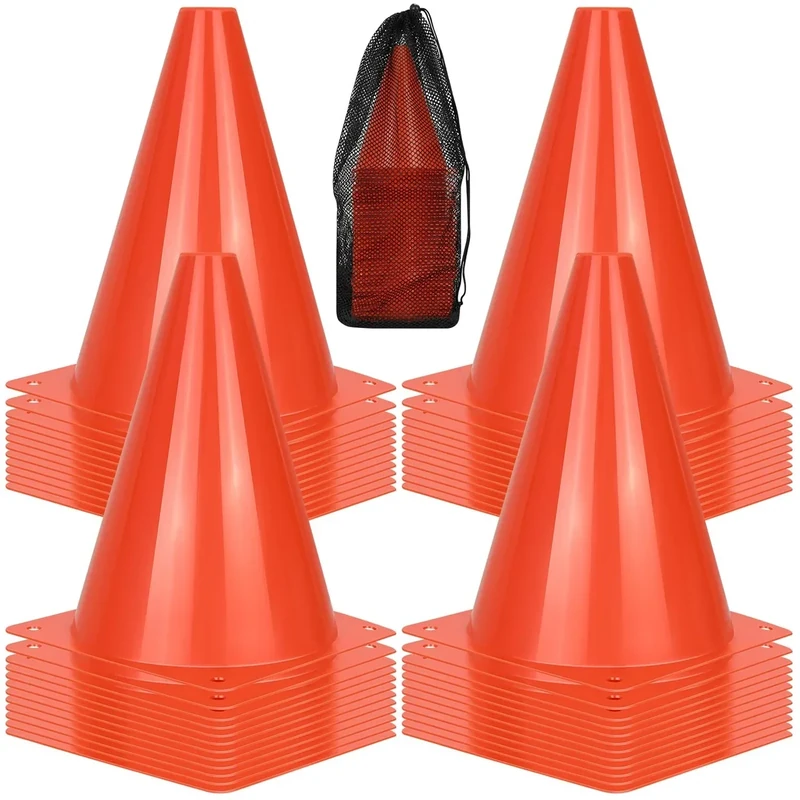 PXZBLG 50pcs Soccer Cones, 7 Inch Soccer Cones, Plastic Traffic Cones, Training Cones for Basketball Football Skating Drills Practice