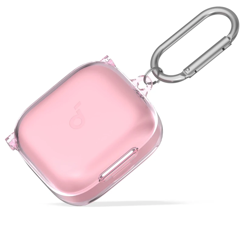 Nimuw Clear Pink TPU Case for Anker Soundcore P30i - Carabiner