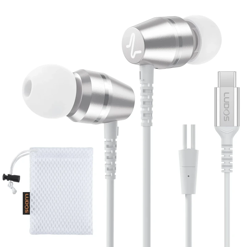 LUDOS OMNITONE USB-C Earbuds - iPhone 16/15 & Galaxy S24 - White