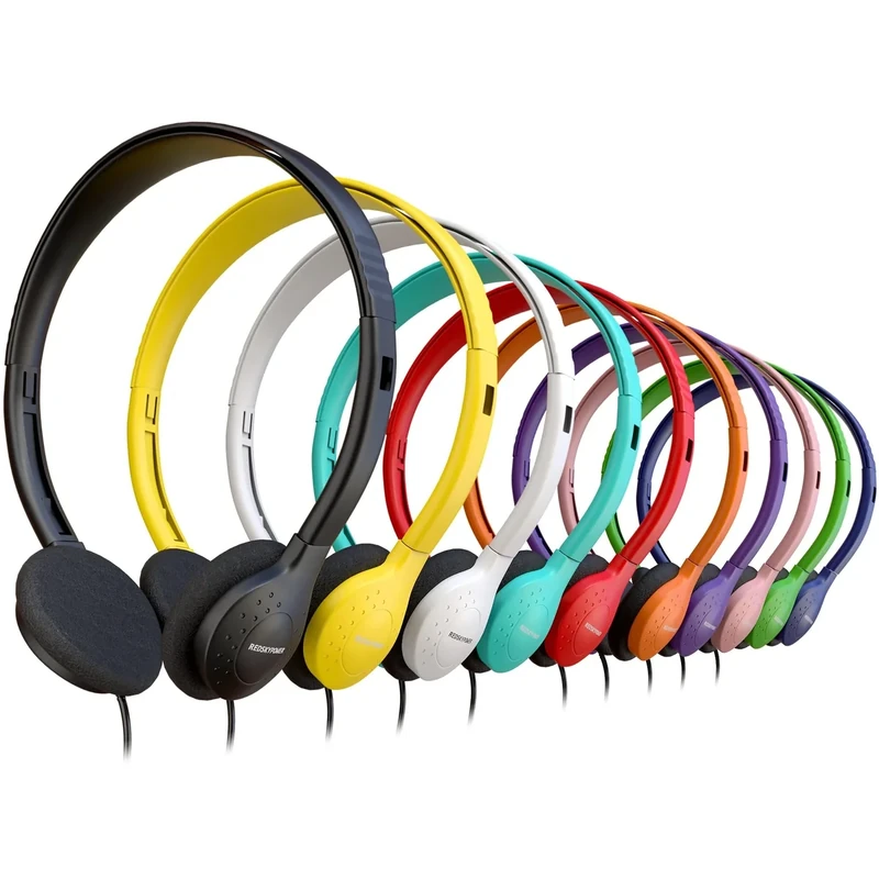40 Pack Bulk Wired Headphones, On Ear with 3.5mm Jack, 4ft Tangle Free Cable, Comfortable Fit, Affordable and Cost Effective, Ideal for School Classroom Testing Students Events Groups, Mix