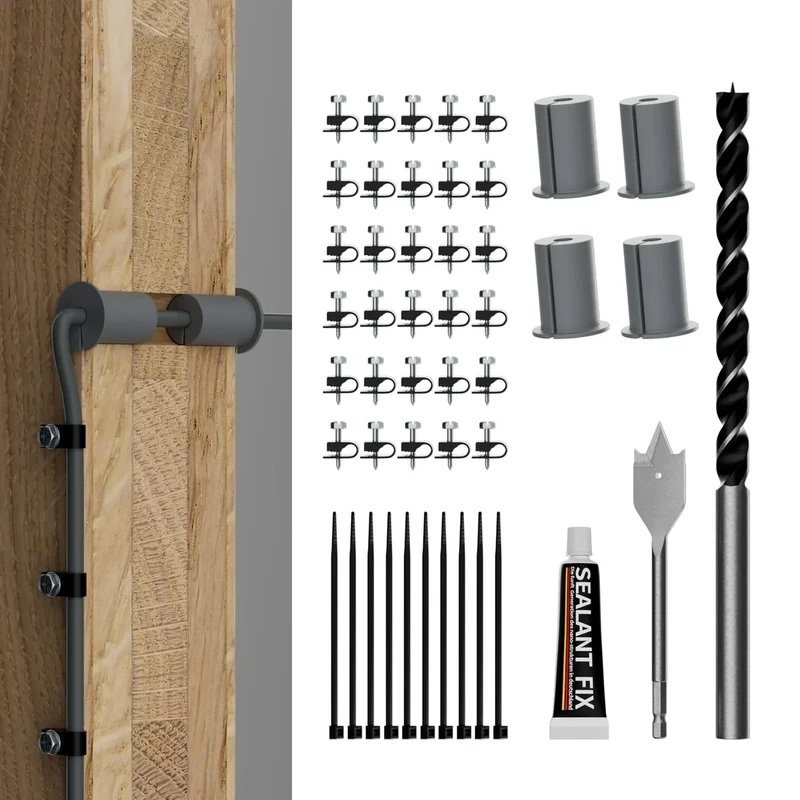 Starlink Cable Routing Kit Wall Pass Through Grommet Mounting Kit 3/4" and 5/16" Drill Bit, Wire Clips & Cable Ties for Starlink Gen 2/3 Dish & Mini Ethernet Installation