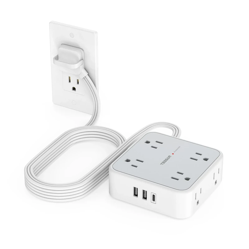TESSAN Surge Protector - 10ft, 8 Outlets, 3 USB (USB-C), 900J