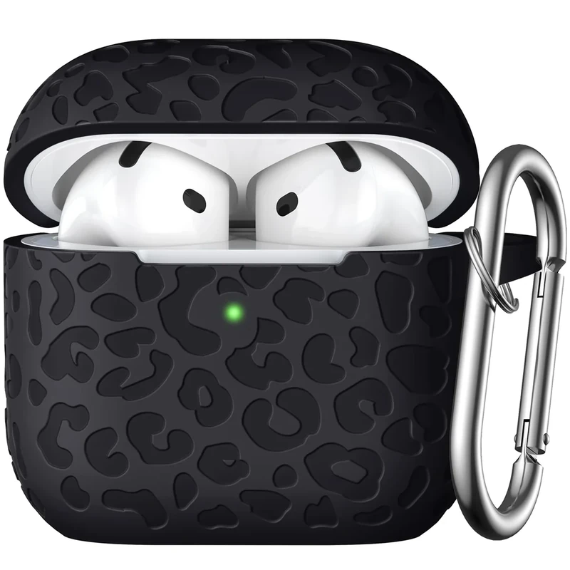 DGege Leopard Engraved Silicone AirPods 4 Case - Soft Cover