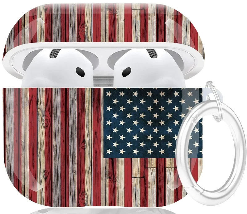 Wonjury US Flag AirPods 4 Case (2024) - Carabiner & Cleaner