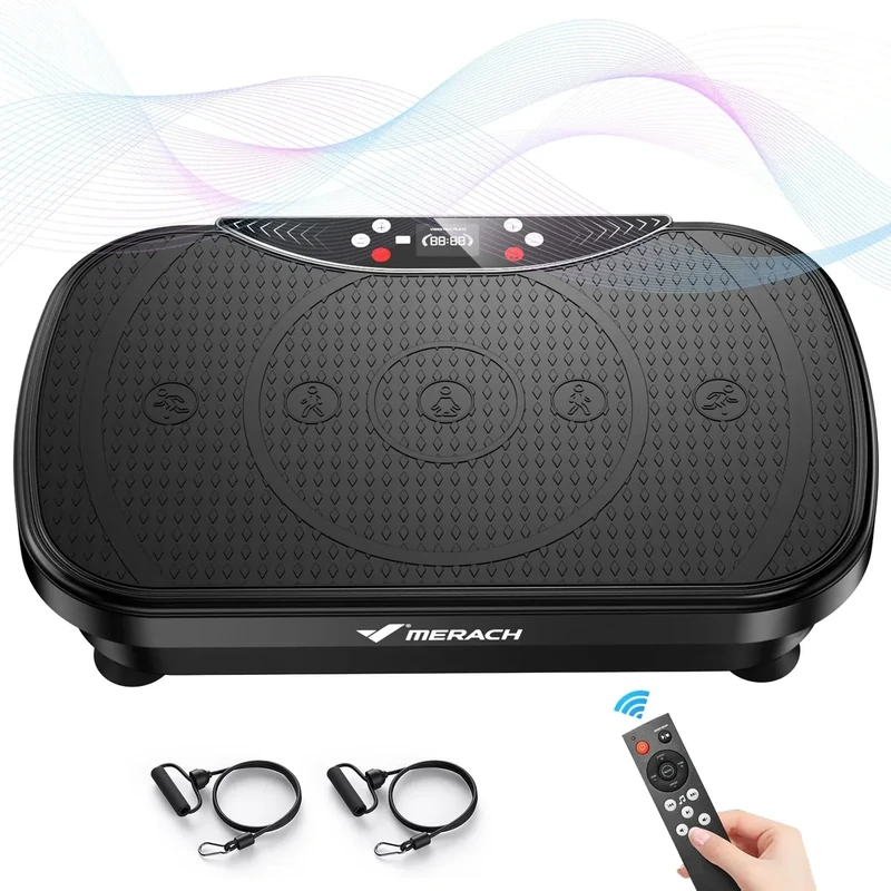 MERACH Vibration Plate Exercise Machine, Vibration Plate for Lymphatic Drainage Weight Loss, Vibrating Plate Exercise Machine with Bluetooth and LED Display, Workout Equipment for Women Men Home