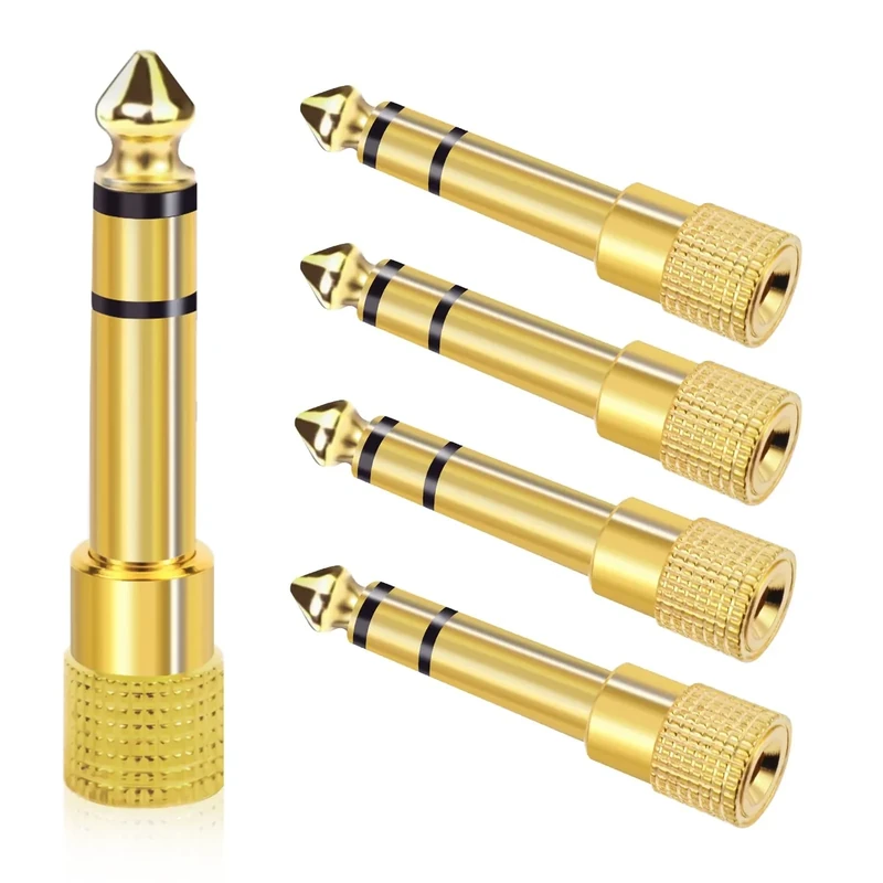 Aqdocvf 5-Pack 3.5mm to 1/4" Gold Plated Audio Jack Adapter - Headphones, Piano, Guitar Amplifier