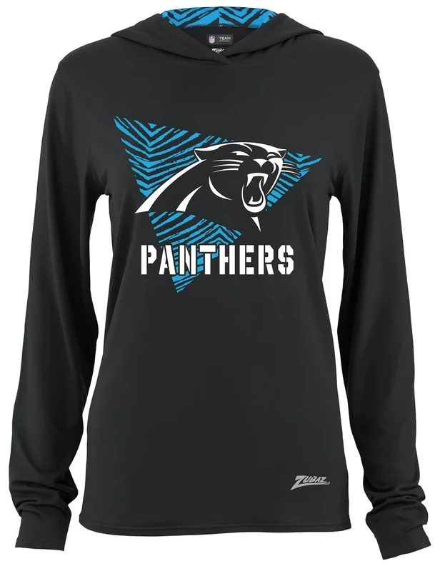 Zubaz NFL Women's Hood Lined Lightweight Hoodie, Zebra Liner, Carolina Panthers, 3X-Large
