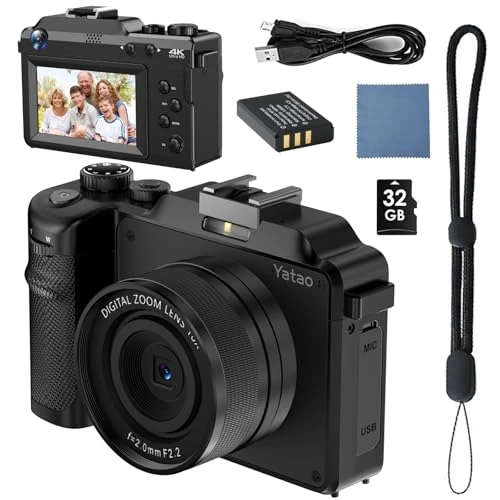 Yatao 1080P Ultra HD Mini Camera 44MP 3 Inch LCD Screen Rechargeable Compact Pocket Camera with 18X Digital Zoom - Image 1