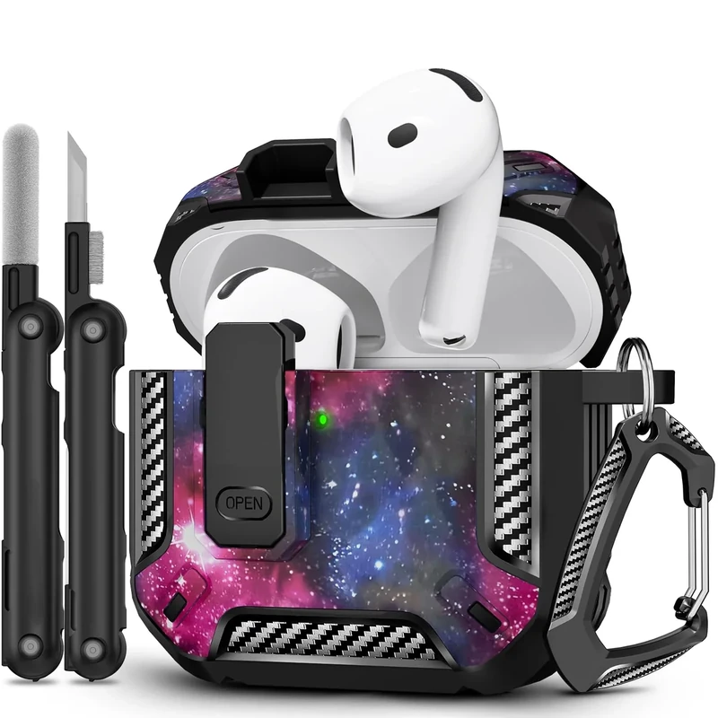 TNSNK Secure Lock Case for AirPods 4 2024 - Drop Protection & Keychain