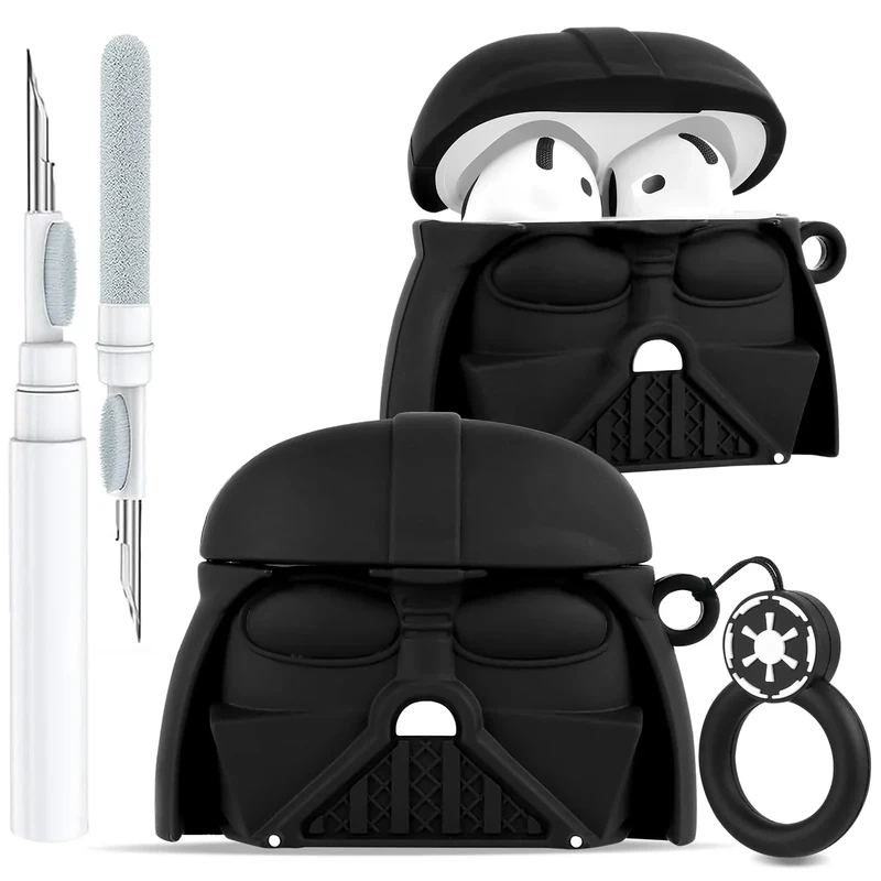 Toyuma Kawaii Cartoon AirPods 4 Silicone Case with Keychain - Black