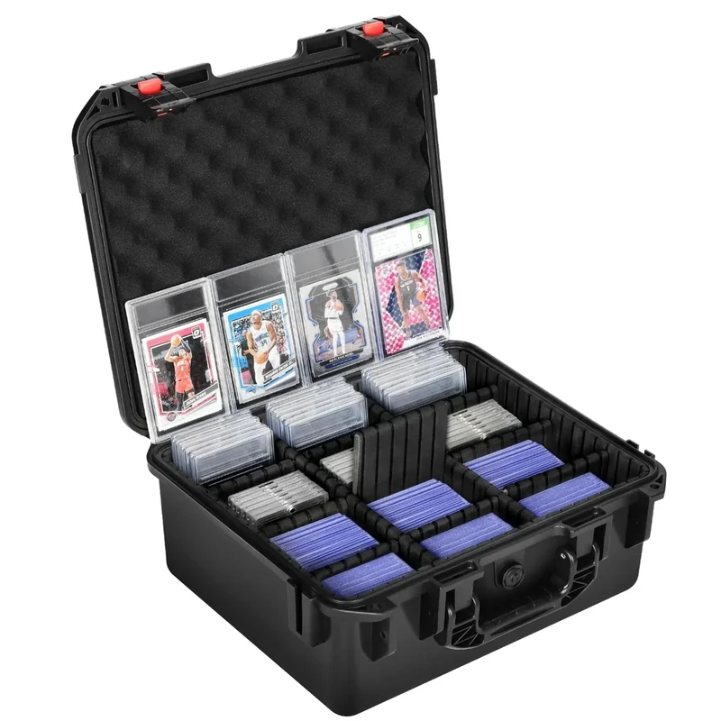 Graded Card Case Storage Box: Trading Card Storage Box with 9 Dividers for PSA BGS SGC Top Loaders Sports Cards, Waterproof Hard Slab Case for Baseball Football Basketball Magnetic Cards (Holds 600+) - Image 1