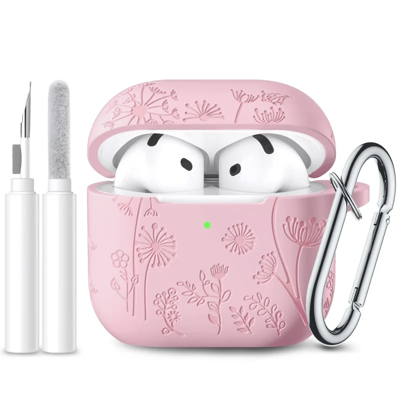 Lerobo AirPods 4 Case with Cleaner Kit - Cute Flower Pink