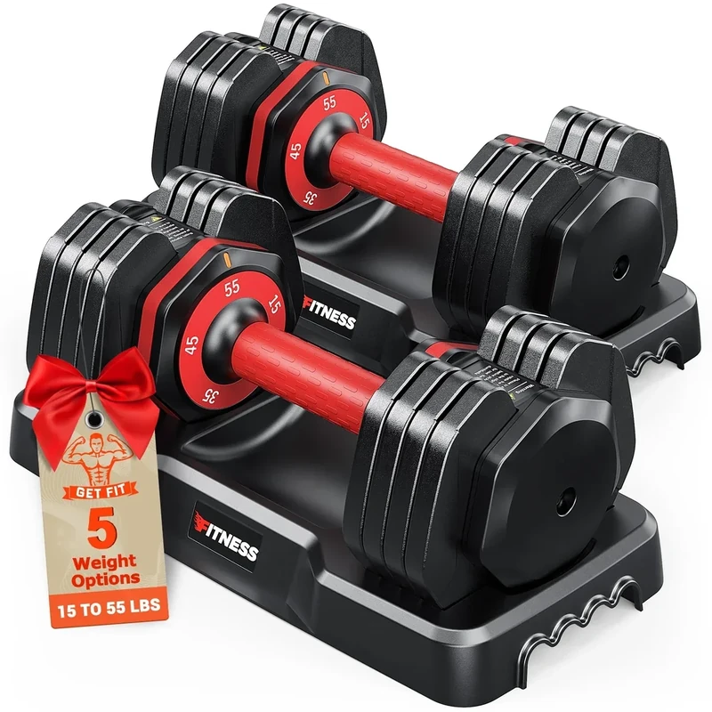 Rendpas Adjustable Dumbbells Set of 2, Select Weight Dumbbell Set, 5 in 1 Free Dumbbell Set with Anti-Slip Texture Handle, Weight Set For Home Gym Suit both Men and Women