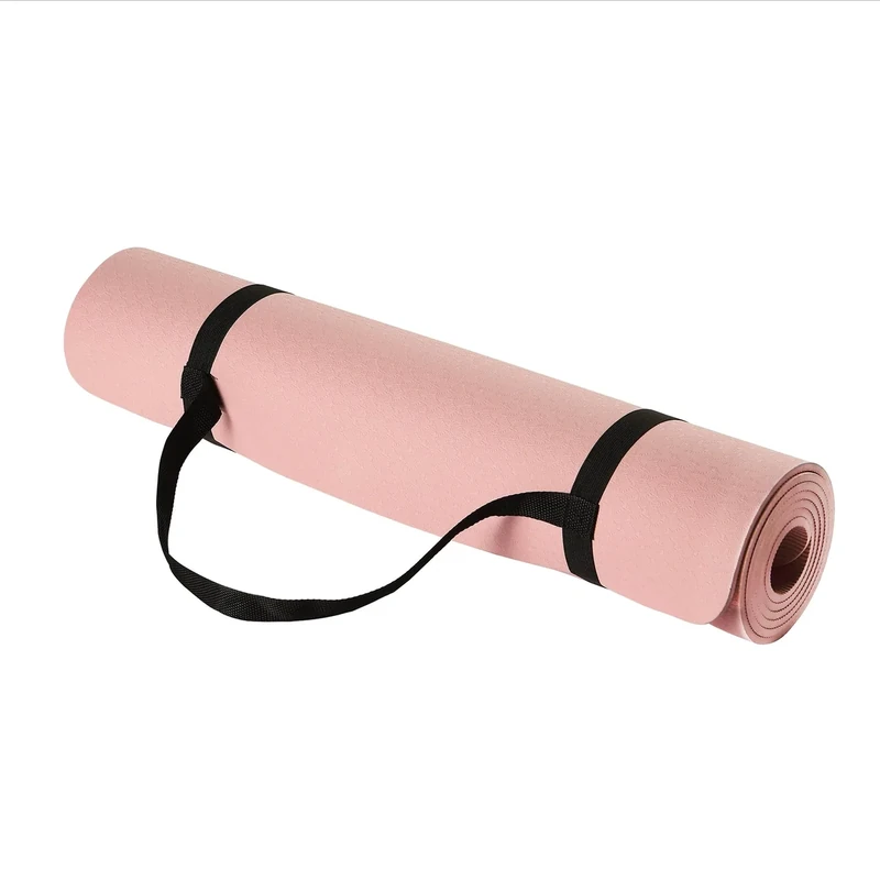 Amazon Basics 0.25 inch Thick TPE Exercise Yoga Mat with Carrying Strap, Rose