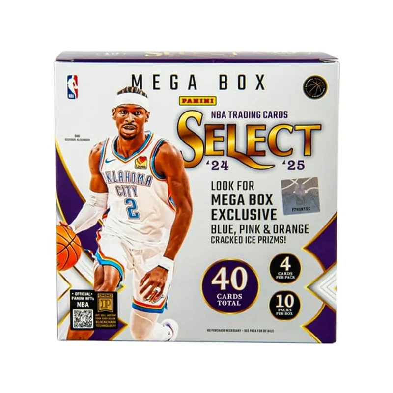 2024–25 Panini Select NBA Basketball Mega Box – Official Trading Cards – Retail Exclusive Blue & Red Prizms, Rookie Cards & Inserts – Sealed Box