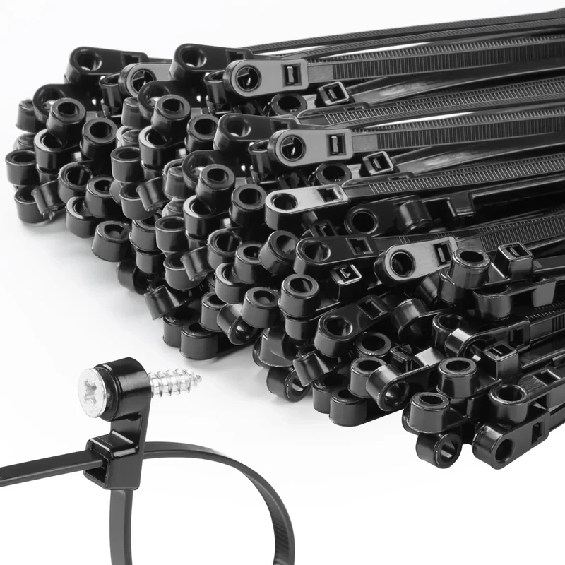 MasiStranth 1000pcs 12 inch Black Zip Ties - 70lb Screw Hole