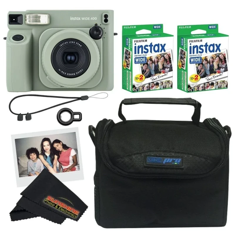 Fujifilm INSTAX Wide 400 - Sage Green with 2 Pack Film & Bag