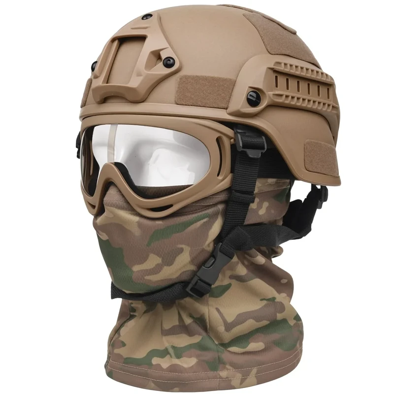 SANYETS Tactical Helmet, MICH Airsoft Helmet,Airsoft Balaclava Mask and Airsoft Goggles for Boys Halloween Cosplay,Tactical Airsoft Gear Equipment - Image 1