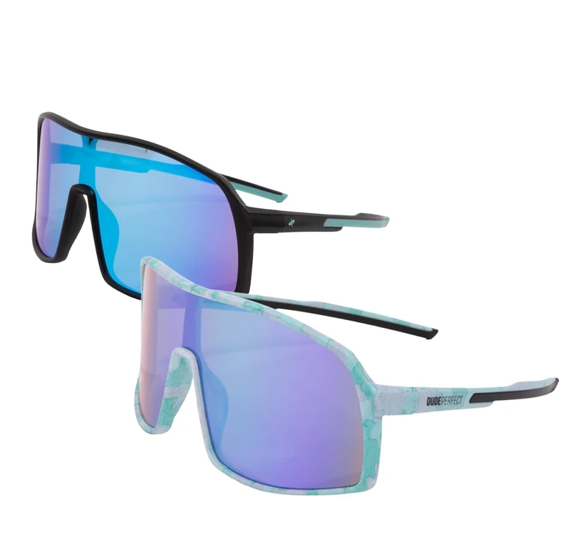 Dude Perfect 2-Pack Sunglasses (Black & Camo), for Active Kids Boys, Sporty Style, Durable & UV-Protective Shades Blocks Glare