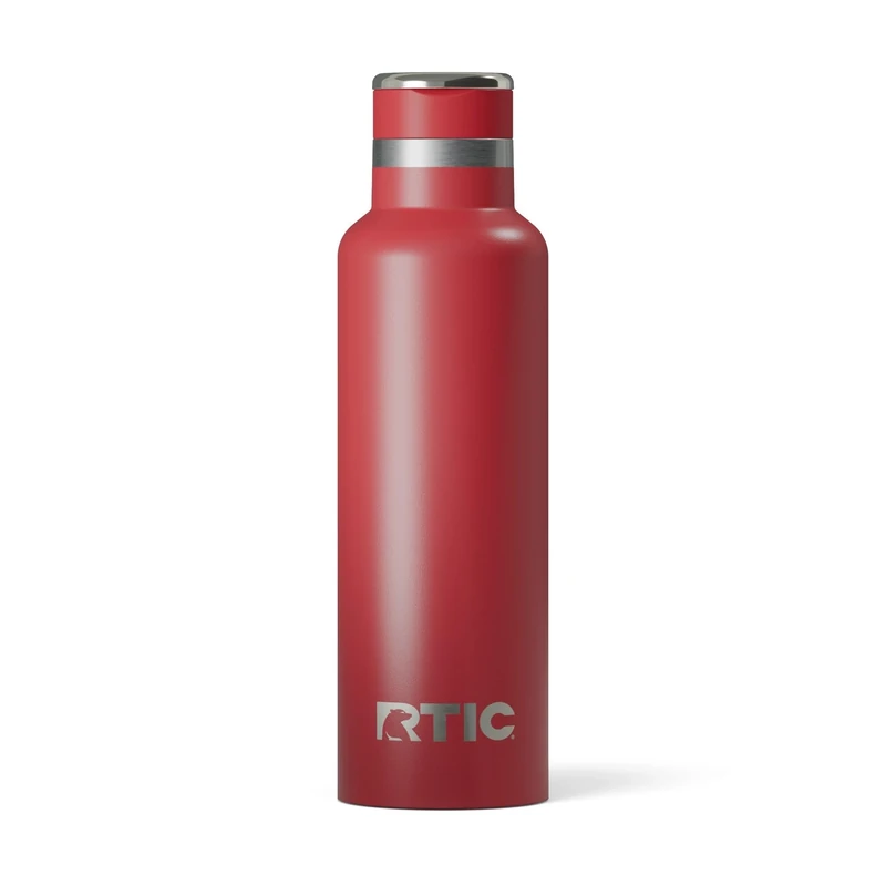 RTIC 20oz Journey Water Bottle Ceramic Lined Metal Stainless Steel Vacuum Insulated, BPA Free, Reusable, for Water, Hot and Cold Drinks, Travel, Sports, Camping, Flag Red