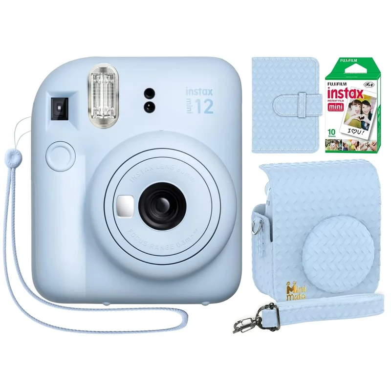 Fujifilm Instax Mini 12 Camera Pastel Blue - Case, 10 Film & Album