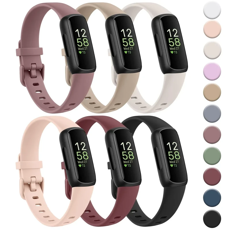 6-Pack Bands for Fitbit Inspire 3 Bands for Women Men, Soft Silicone Adjustable Wristband Replacement Straps Compatible with Fitbit Inspire 3 Fitness Tracker