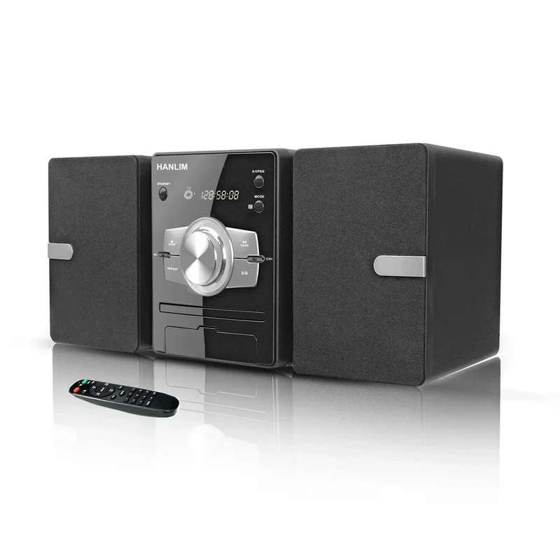 Home Stereo System with CD Player, FM Radio, Bluetooth, AUX in, USB in, Earphone Jack, Remote Control Included, 30W HiFi Shelf Stereo System