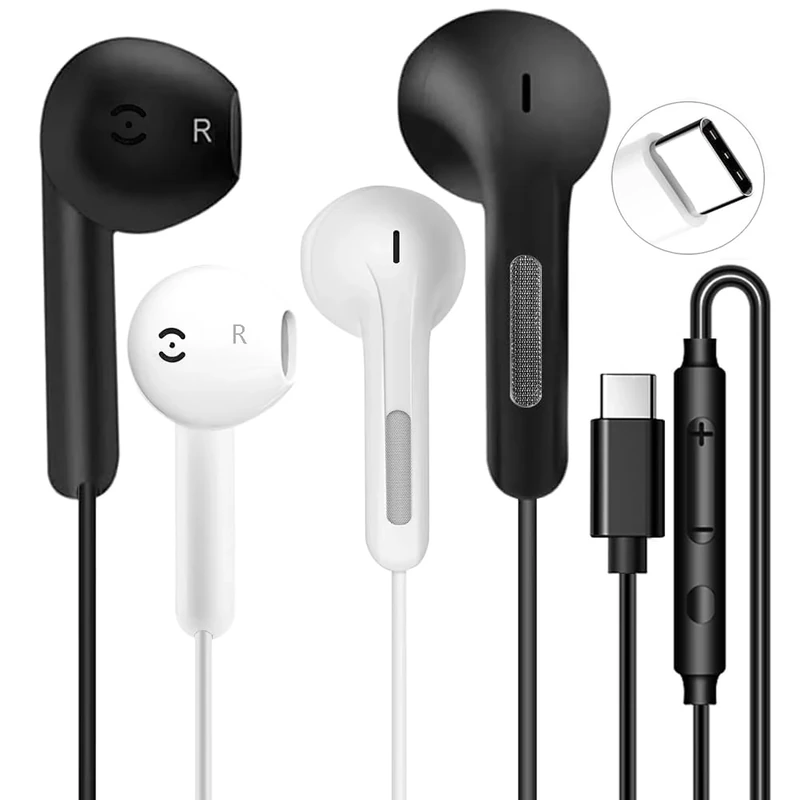 HAIMLJLBK USB-C Earbuds Mic & Volume - iPhone 16/15, Galaxy S23