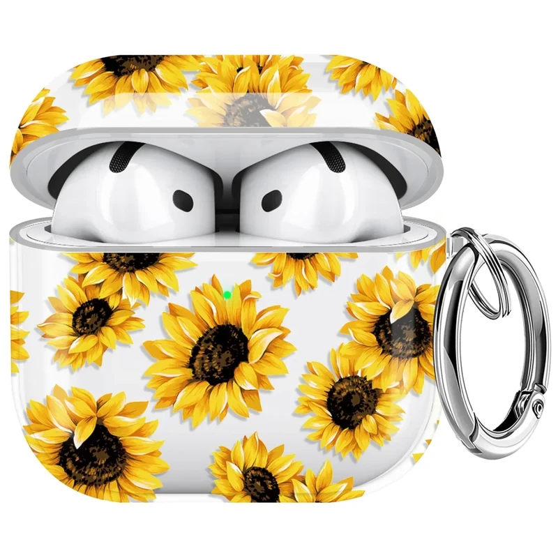 Maxjoy Clear AirPods 4 Case - Flower Cover with Keychain, Shockproof
