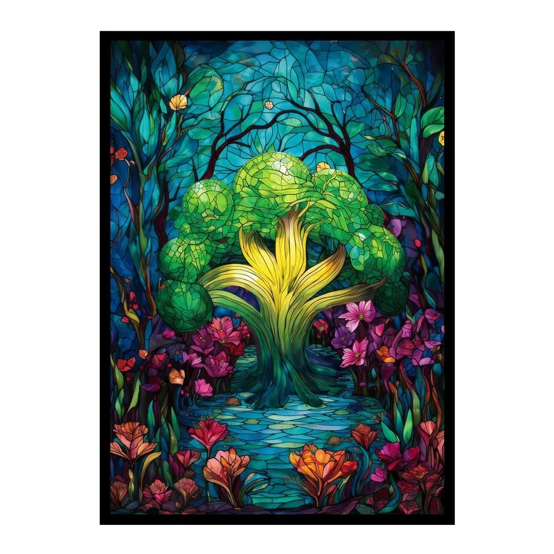 Katomula 100 Card Sleeves for MTG with 100 Inner Sleeves, Textured Back Art Sleeve, Fit Standard Size Cards - Forest