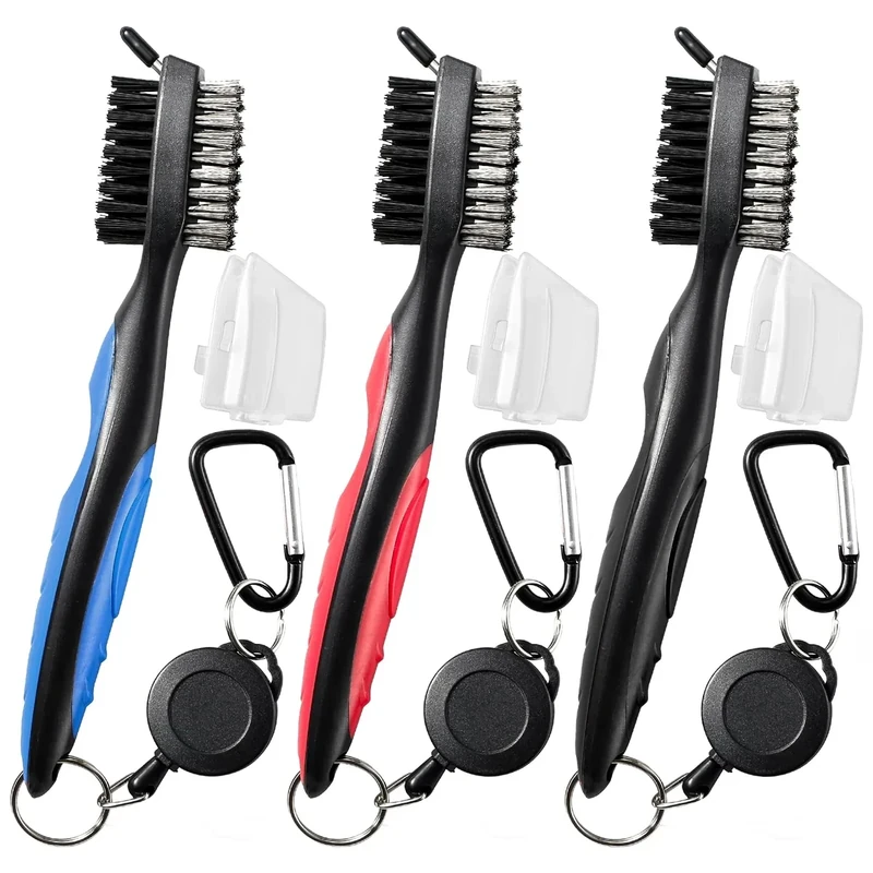 POIKSHARK 3-Pack Golf Club Brush & Groove Cleaner with Carabiner