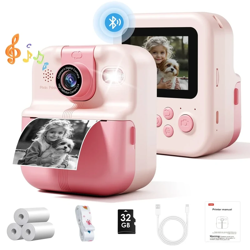 Liscuty Bluetooth Print Camera for Kids - 1 Sec Photo, Portable