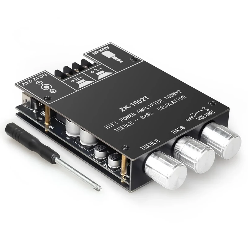 ZK-1002T 100W+100W Power Amplifier Board, TPA3116D2 Chip with Bluetooth and AUX Inputs,2.0 Channel Audio Power Amplifier