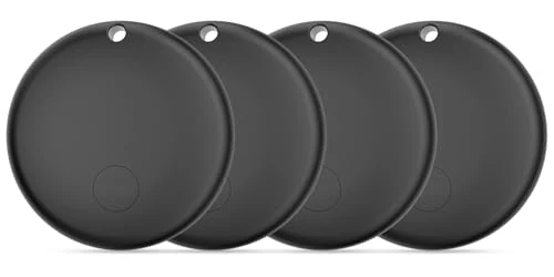 JTD Tracker Finders Work for Find My (iOS Only) IP68 Waterproof Smart Trackers Item Finder for Key, Backpack, Wallet (4pcs Black)