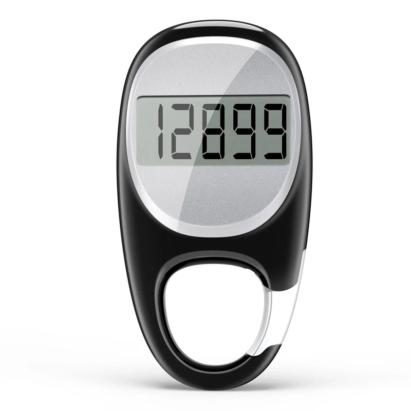 Simple Pedometer for Walking, Accurate Step Tracker with Carabiner, 3D Step Counter for Men Women Seniors - Black