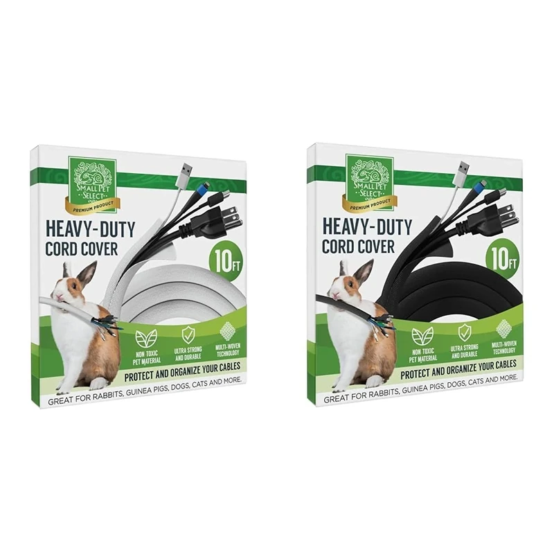 Small Pet Select Heavy Duty Cord Cover - White & Heavy Duty Cord Cover - Black, 10ft Each