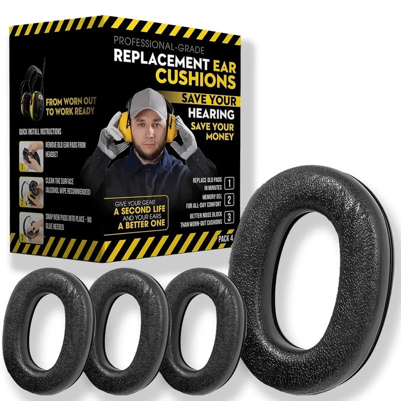 for 3M WorkTunes Replacement Ear Pads Headphones Connect Hearing Protection with Noise Cancelling Radio Ear Muffs AM/FM Bluetooth Headset Protective Earmuffs Shooting Ear Protection Mowing (Pack 4) - Image 1