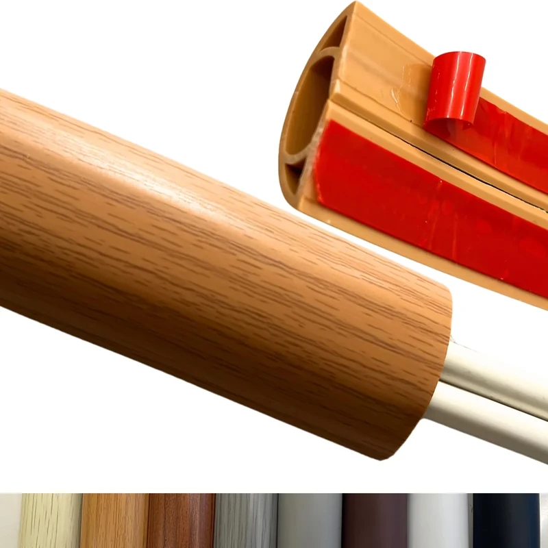 BEIEBIJOB 3.3ft Self Adhesive Floor Cord Cover,Heavy Duty Soft PVC Cable Protector and Extension Cord Hider,Cord Management System to Hide Wires on Floor,Cable Cavity:0.61"(W) x 0.32"(H) Yellow Wood