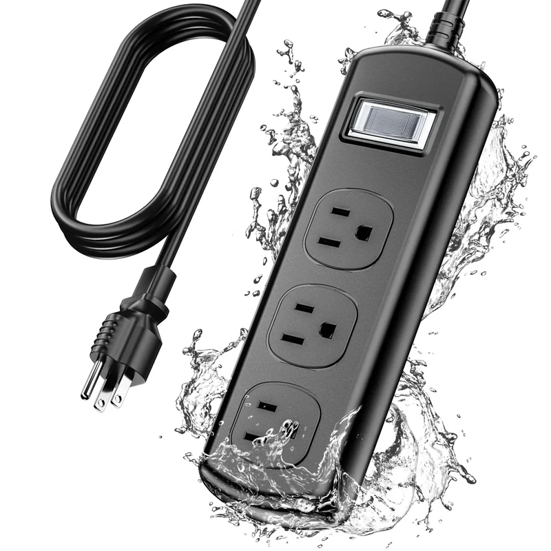 EIGSO Power Strip - IPX6 Waterproof, 3 Wide Outlets, 10ft Cord
