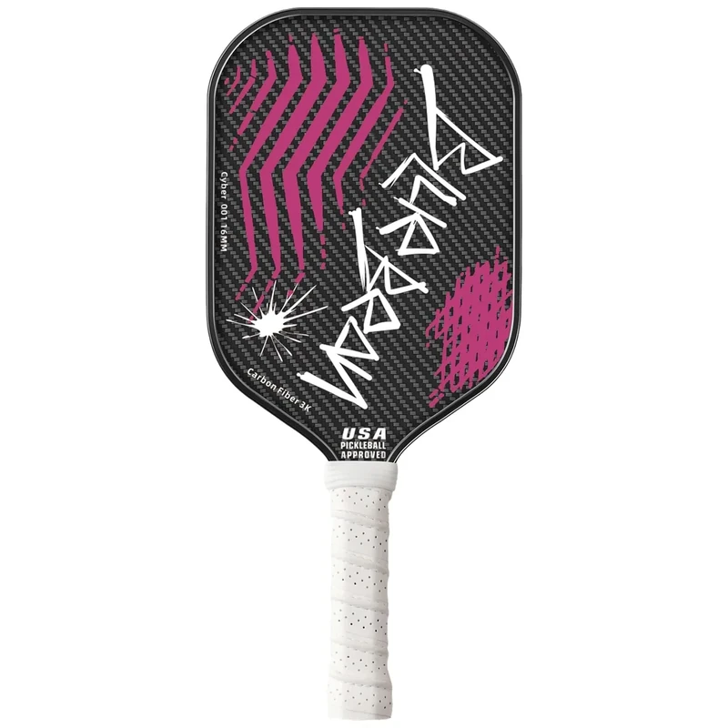 Pickleball Paddles,USAPA,Carbon Fiber Pickleball Paddle with 16MM Polymer Honeycomb Core Provides Lighter Weight&Higher Grit&Spin,Engineered for Professional Players,BlueBean (Neon Pink)
