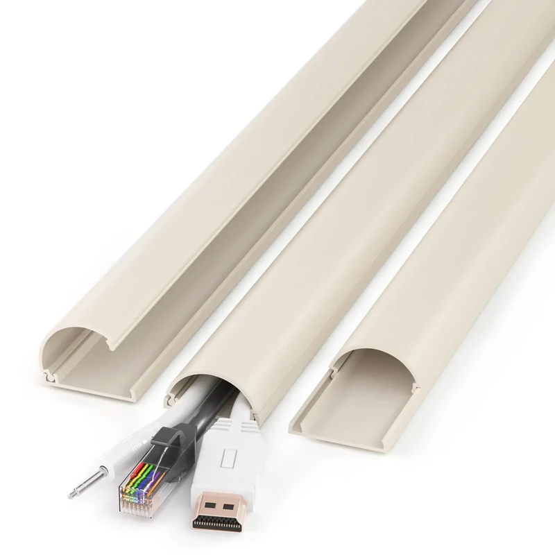 Cord Hider 102in (6X L17in) Cable Hider for 2-4 Cords, Cord Covers for Wires on Wall, Wire Covers for Cords Wall Mount TV, Cable Cover Wall Wire Hider for Cords, Cable Raceway Beige W1.4inxH0.7in