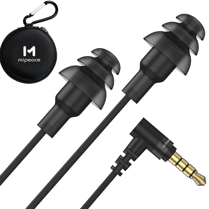 MIPEACE Work Earbuds Headphones, Ear Plug Headphones for Work-Noise isolating Earbuds Earphones for Industrial Safety Construction(Black)